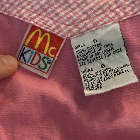 Vintage Mckids Button Down Short Overalls Girls‎ Size 5 Pink Flowers Mcdonalds - Picture 3 of 6